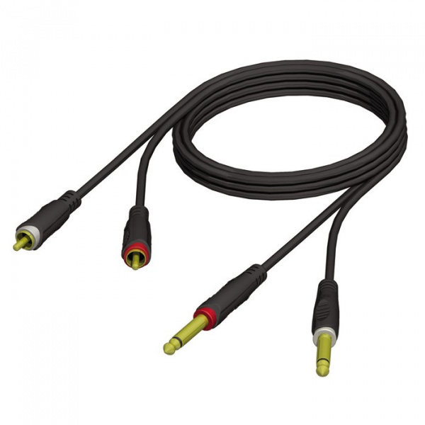 Adam Hall Cables REF 631 3 - Audio Cable 2 x 6.3 mm Jack mono to 2 x RCA male 3 m по цене 1 430 ₽