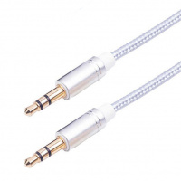 Кабель Stereo Jack 3.5 - Stereo Jack 3.5, 1 м, серебристый по цене 250 ₽