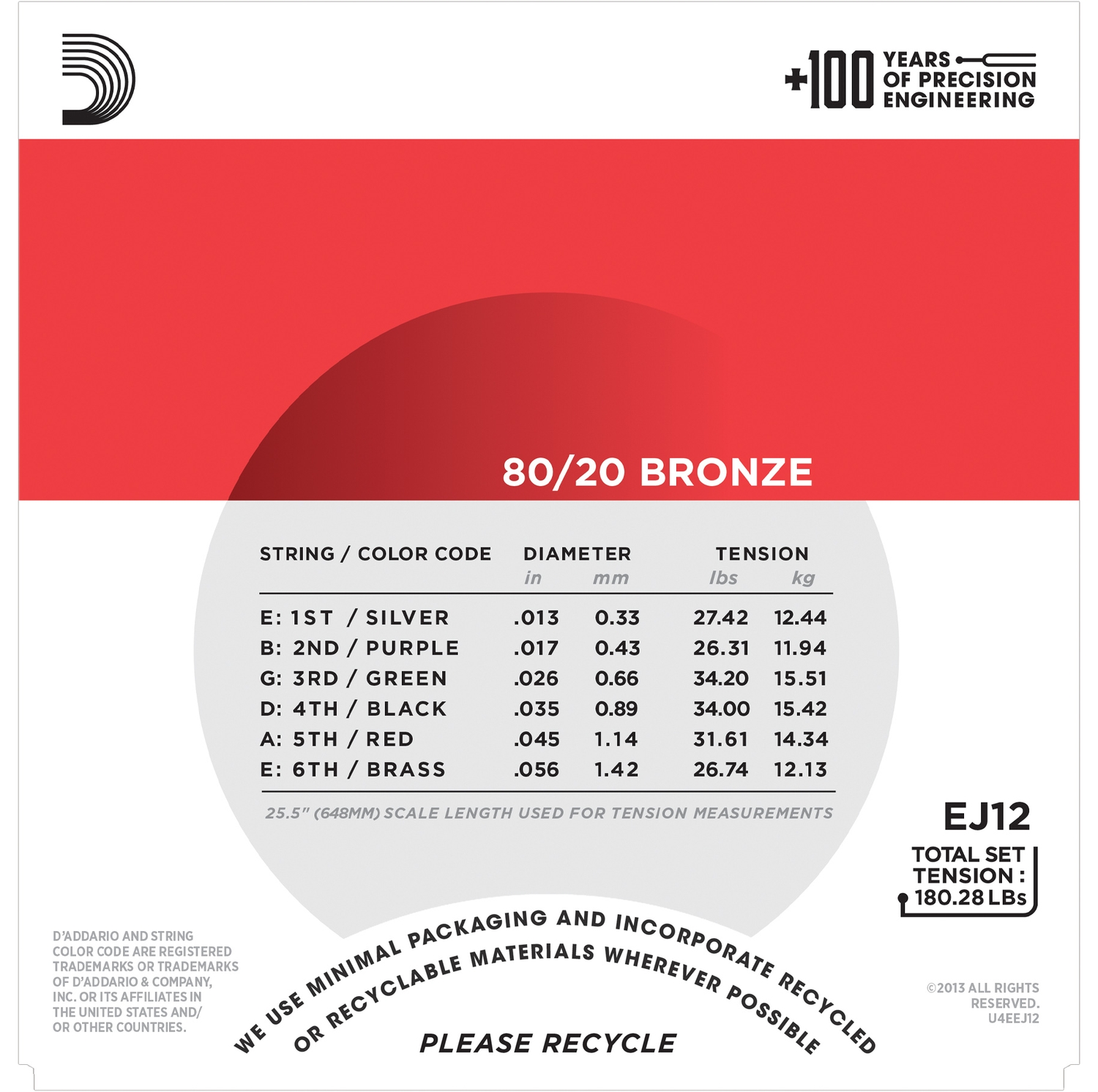 D'Addario EJ12 по цене 1 300 ₽