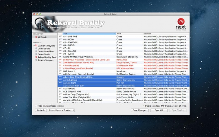 Record Buddy app - простая синхронизация.