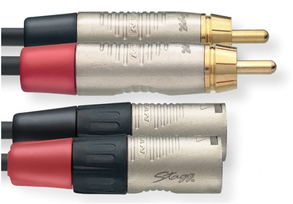 STAGG NTC3CMXMR Кабель 2 х XLR m/ 2 х RCA m