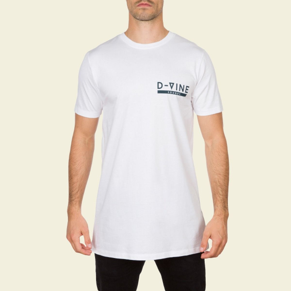DEFECTED D VINE SOUNDS CAMOUFLAGE V UNISEX WHITE LONGLINE T SHIRT