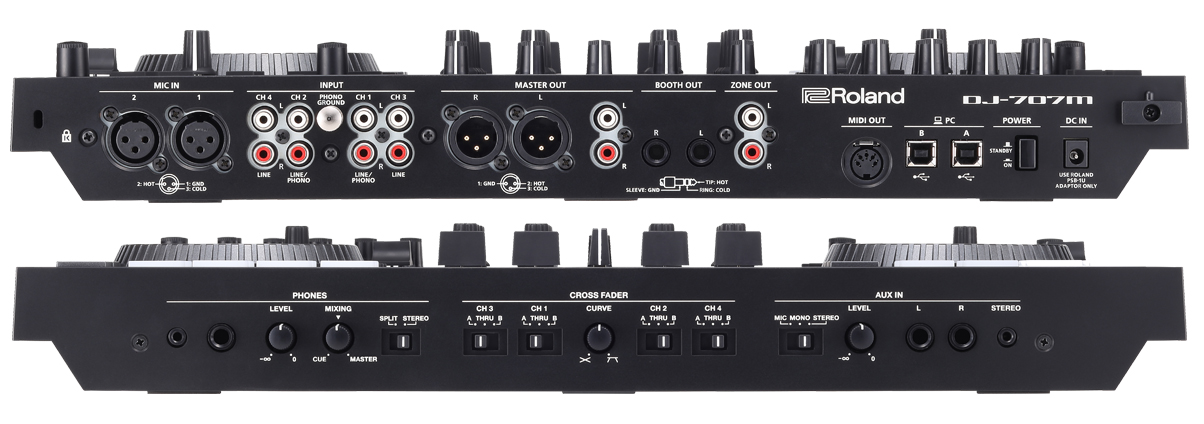 Передняя и задняя панели Roland DJ-707M Serato Передняя и задняя панели Roland DJ-707M Serato