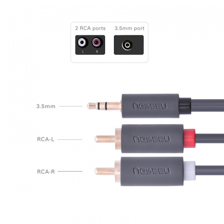 Ugreen 3.5mm mini Stereo Jack - 2 RCA Cable, 1,5 метра по цене 500 руб.