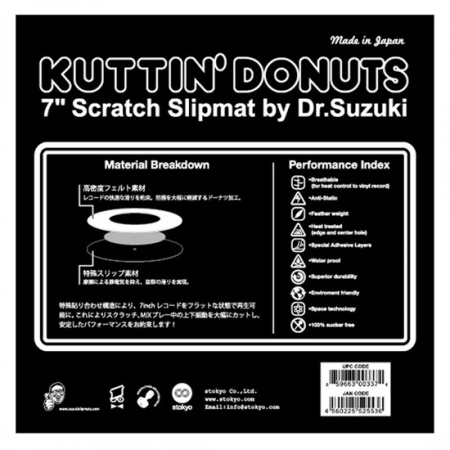 Dr. Suzuki Slipmats - Kuttin’ Donuts 7” (Black) по цене 1 100 ₽